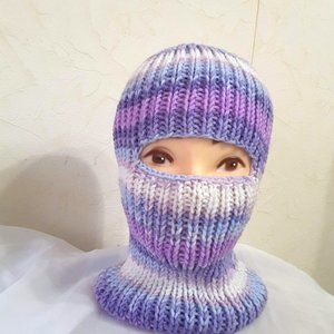 Handknit balaclava multicolored